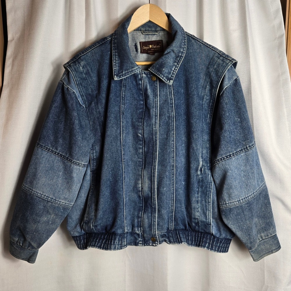 Sergio Valente Denim Jean‎ Jacket Stone Washed Vintage Bomber 80s 90s Streetwear